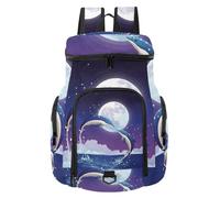 VAPOKF Zaino da basket, borsa sportiva con scomparto per palline e scarpe per calcio, calcio, pallavolo, nuoto, palestra, viaggi, animali innamorati dei delfini che saltano