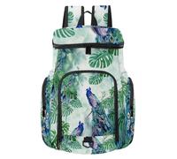 VAPOKF Zaino da basket, borsa sportiva con scomparto per palline e scarpe per calcio, calcio, pallavolo, nuoto, palestra, viaggi, pittura ad acquerello con palma di pavone