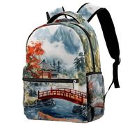 VAPOKF Zaino per la scuola, da viaggio, casual, per donne, adolescenti, ragazze e ragazzi, montaggio a ponte sul lago del tempio