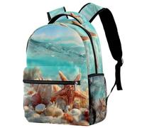 VAPOKF Zaino per la scuola, da viaggio, casual, per donne, adolescenti, ragazze, ragazzi, conchiglie di stelle marine sotto l'acqua pulita