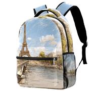 VAPOKF Zaino per la scuola, da viaggio, casual, per donne, adolescenti, ragazze, ragazzi, disegno a mano, Torre di Parigi, paesaggio urbano