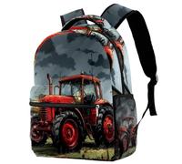 VAPOKF Zaino per la scuola, da viaggio, casual, per donne, adolescenti, ragazze, ragazzi, trattore rosso in fattoria