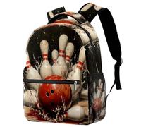 VAPOKF Zaino, zaino per la scuola, da viaggio, casual, per donne, adolescenti, ragazze, ragazzi, palla da bowling che si schianta contro i perni