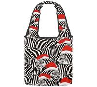 VAPOKF Zebra con cappello di Natale, borsa a tracolla da donna, grande, riutilizzabile, borsa a tracolla per scuola, lavoro, ufficio, viaggi, shopping, casual