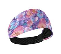 Vapor Wave Style Fiori Viola Dreamy Moisture Wicking fasce per adulti per le donne Capelli elastici per il lavaggio del viso Palestra Pallavolo banda para el cabello