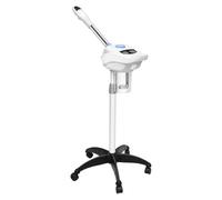 Vapore facciale, ozono ionico, vaporizzatore viso 750 W su ruote, vaporizzatore viso per ringiovanimento professionale della pelle, ugello girevole a 360°, con tazza d'acqua da 860 ml, bianco