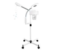 Vapore per il viso professionale 2 in 1 con 5 lenti a LED e luce UV, 800 W per la pulizia profonda dell'umidità, regolabile con ruote per salone, spa e casa