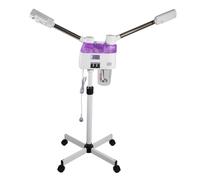 Vapore viso a doppio tubo con nebbia calda e fredda, regolabile in altezza 88-112 cm, serbatoio dell'acqua da 23 oz su rotelle, per la cura del viso, spa a casa, studio cosmetico, bianco