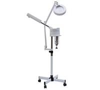 Vapore viso verticale 2 in 1 professionale con lente d'ingrandimento a LED e bicchiere d'acqua, per parrucchieri, ospedali e saloni di bellezza