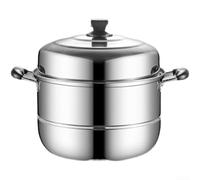 Vaporiera a 2 ripiani in acciaio inox compatibile con piani cottura a induzione e gas, consente di cucinare più alimenti contemporaneamente mantenendo i sapori (26 cm)