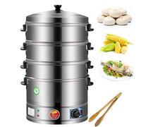 Vaporiera a 3 livelli in acciaio inox, 40/47/52 cm, opzioni multi-formato con riscaldamento intelligente e stoccaggio compatto (52 cm)
