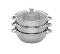 Vaporiera a tre strati, in acciaio inox trasparente, con coperchio a pentola, design poroso, 32,5 x 25 cm, lavabile in lavastoviglie