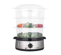 Vaporiera elettrica H.Koenig VAP10 in acciaio inox, multifunzione, 9L, programmabile, compatto, 3 cestelli impilabili e rimovibili per uova/verdure/riso/pesce, timer 60 min