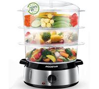 Vaporiera Elettrica in Acciaio Inox, Con Timer, 9 L Vaporiera, 3 Cestini, 800W,