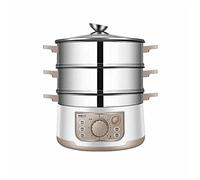 Vaporiera elettrica per alimenti, in acciaio inox ad alta capacità, con cestini impilabili e timer per una cottura sana