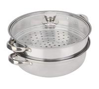 Vaporiera in Acciaio Inox 2 Strati, pentola a Vapore Doppia con Coperchio Padella da Doppio fornello Set di Pentole per Cottura a Vapore 27 x 27 x 19,5 cm
