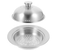 Vaporiera in Acciaio Inox con Coperchio, Piastra Multifunzione | Argento, Struttura Resistente e Facile da Riporre, Motivo Casuale, Accessorio per Cucina e Vapore
