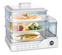 Vaporiera per alimenti, capacità 40 l, vapore elettrico rimovibile a 3 strati con 12 ore di appuntamento e 800 W di potenza per cucinare verdure, carne e pesce