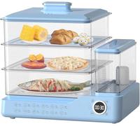 Vaporiera per alimenti, capacità 40 l, vapore elettrico rimovibile a 3 strati con 12 ore di appuntamento e 800 W di potenza per cucinare verdure, carne e pesce