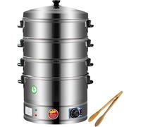 Vaporiera per Alimenti per La Cottura A Vapore per Alimenti Vaporiera A 3 Livelli in Acciaio Inossidabile Riscaldamento Automatico A Controllo Termostatico Perfetto per La Colazione, 3400w, 47cm
