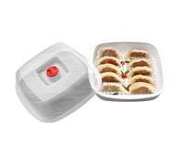 Vaporiera per microonde a 2 livelli con coperchio e vassoio, per cottura a vapore adatto per alimenti senza BPA, pentola per microonde resistente al calore per verdure, riso, pesce, polpette e com