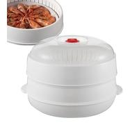 Vaporiera per microonde con coperchio e vassoio, resistente al calore per pesce, carne, pasta, mais e pancetta, pentole da cucina con impugnatura facile