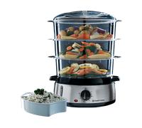 Russell Hobbs Vaporiera 9,0 l - Multicottura: 3 contenitori per cottura a vapore lavabili in lavastoviglie - Ciotola per Riso; 6 portauova; timer 60 minuti; Spegnimento automatico; No BPA, 19270-56