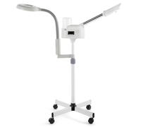 Vaporizzatore facciale professionale 2 in 1 per viso con ingrandimento 5x, lampada a vapore a LED per estetista, attrezzatura per il viso, uso a casa o in salone (bianco)