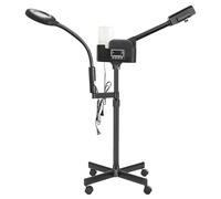 Vaporizzatore facciale professionale 2 in 1 per viso con lente di ingrandimento a LED 5x, per estetista, attrezzatura per il viso, uso a casa o in salone (nero)