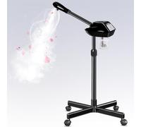 Vaporizzatore facciale professionale su ruote, vapore facciale all'ozono per il viso, con supporto regolabile in altezza per spa, salone e uso domestico (nero)