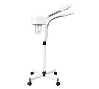 Vaporizzatore viso professionale con lente a LED, 800 W, con ingrandimento 5x e disinfezione UV, dispositivo a vapore mobile per cosmetici e cura del viso, bianco