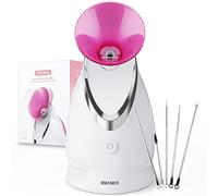Vaporizzatore Viso Vaporizzatore Facciale Nano-Ionico Sauna Facciale Domestica, Libera Pori, Atomizzatore a Nebbiolina Tiepida, Umidificatore Spa Facciale 1 Pack + 5 Stainless Steel Skin Kit Rosa