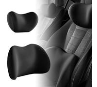 VAPORVERSE 1 Set Cuscino Collo e Supporto Lombare per Hyundai I10 2015-2020, Memory Foam Poggiatesta Ergonomico Cuscino Schienale Auto Viaggio,Black