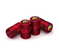 VAPORVERSE 4 Pezzi Auto Cappucci delle Valvole per Abarth Punto 2011-2014, Tappo della Valvola Pneumatico Dell'auto Tappini Gomme Auto Tappi per Valvole,Red
