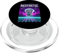 Vaporwave Aesthetic Bust Grid Palm Tree 80s Retro PopSockets PopGrip per MagSafe