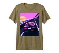 Vaporwave Auto Sportiva estetica Che Guida Verso Il Tramonto Maglietta Premium