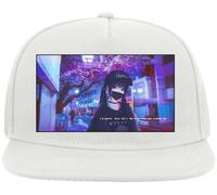 Vaporwave - Berretto con visiera piatta in misto cotone, motivo: anime This is Not Happiness You Wished for Snapback, colore: Bianco