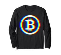 Vaporwave Glitch Art Bitcoin Crypto Retro EDM Psichedelico Maglia a Manica
