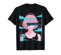 Vaporwave Japanese Girl Glitchcore Cyber Goth Anime Maglietta