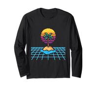 Vaporwave Pixel Island retrò Maglia a Manica