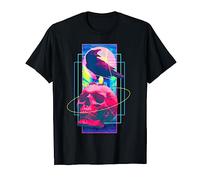 Vaporwave Skull & Crow - Halloween Retro Arte Estetica Maglietta