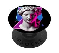 Vaporwave - Statua a forma di testa geometrica, design retrò PopSockets PopGrip Adesivo