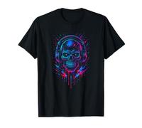 Vaporwave Y2K - Cuffie da DJ, Motivo Teschio retrò Halloween Maglietta