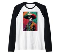 Vaquero Messicano Rodeo Dia De Los Muertos Style Maglia con Maniche Raglan