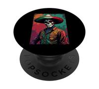 Vaquero messicano Rodeo Dia De Los Muertos Style PopSockets PopGrip Adesivo