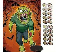 VARACL Happy Halloween Day Party Game, Pin The Eyeballs On The Zombie, Zombie Party Games con 24PCS Eyeballs Stickers Pin The Tail Halloween Day Games Classroom School Activities Family Party Supplies