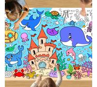 VARACL Poster da colorare gigante sotto il mare per bambini, estate Ocean Animal Jumbo da colorare Cover per tavolo per le aule scolastiche Casa di decorazioni per feste di compleanno (183X76CM)