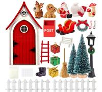 VARACL, set di 25 miniature in legno per decorazione di porte da elfo, fata e ragazza per Natale, kit di ornamenti in miniatura per accessori natalizi, case delle fate, decorazioni per la casa