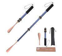 VARCOH Calzascarpe Lungo, Calzascarpe Metallo Retrattile Lungo 43-77 CM per un facile Trasporto Quando si esce. Il Design del Calzascarpe in oro Blu è Alla moda e Durevole