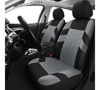 VarCozy Coppia di coprisedili anteriori per auto, universali in tessuto, traspiranti e lavabili, per SUV, berlina, furgoni, compatibili con airbag, nero e grigio